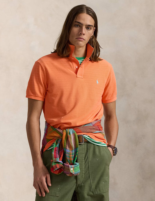 Custom Slim Fit Mesh Polo Shirt Classic Peach