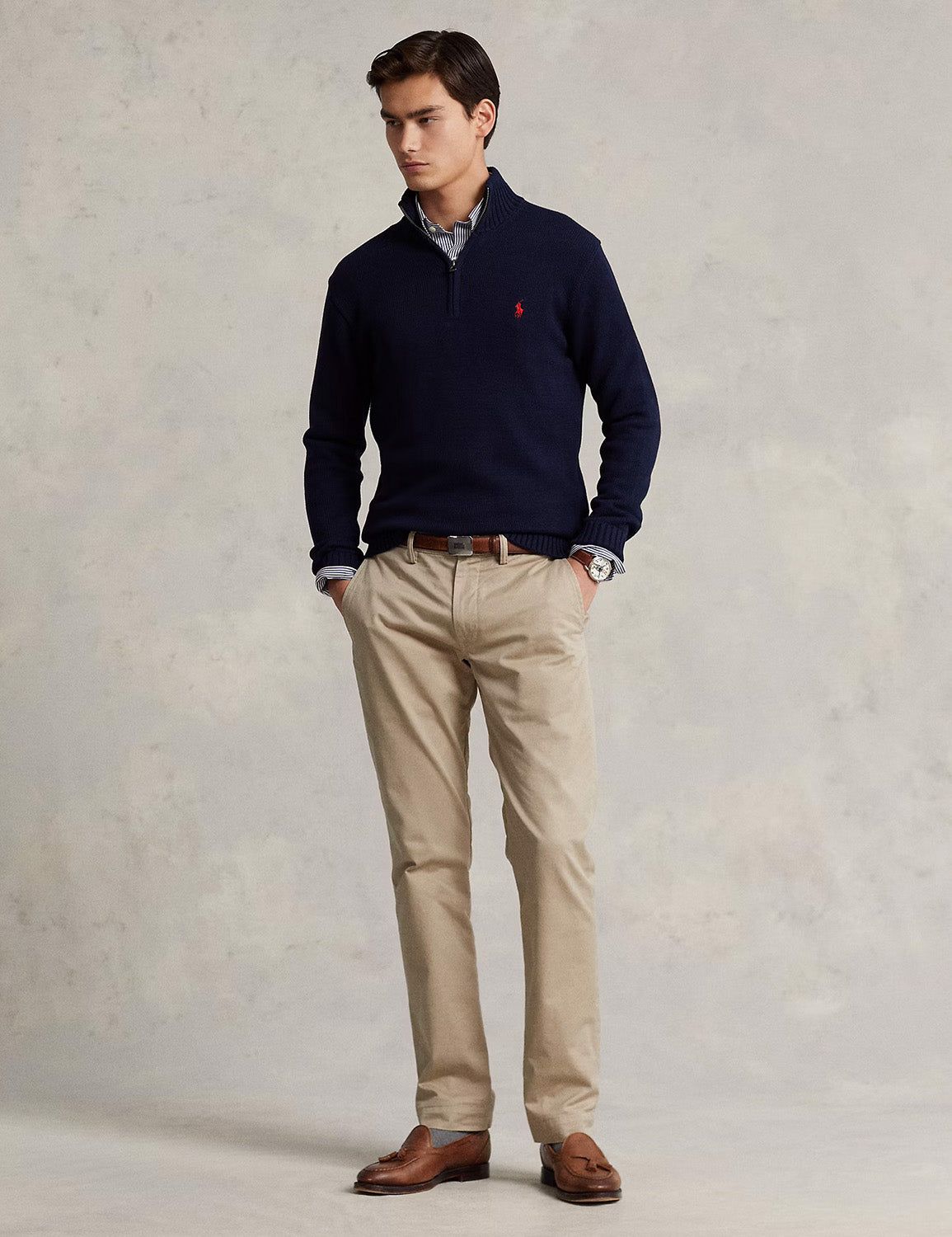 LONG SLEEVE QUARTER ZIP PULLOVER HUNTER NAVY