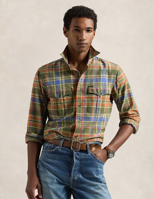 Long Sleeve - Sport Shirt Olive Orange Multi