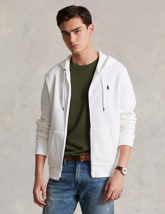 Double-Knit Full-Zip Hoodie White