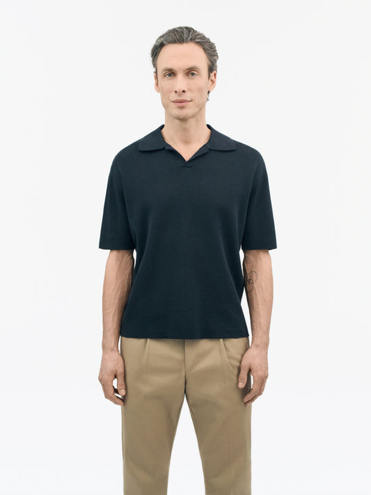 MAELON KNITTED T-SHIRT DARK BLUE