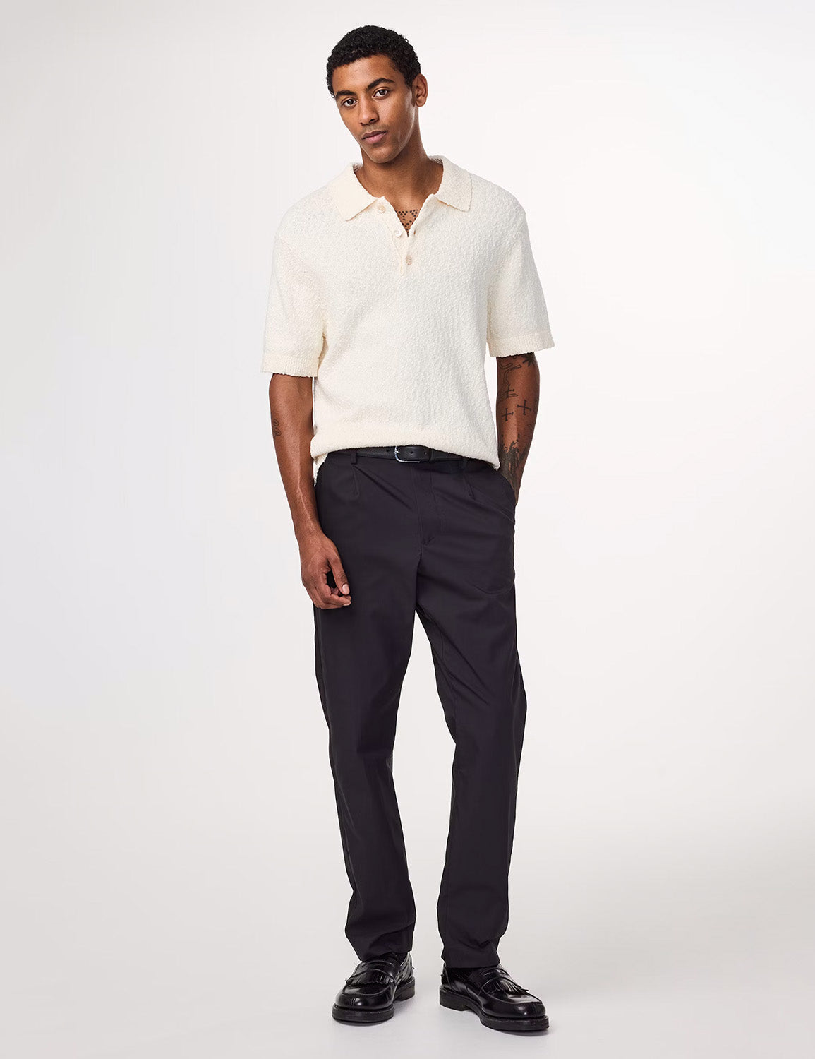 RANDY BOUCLE YARN POLO ECRU