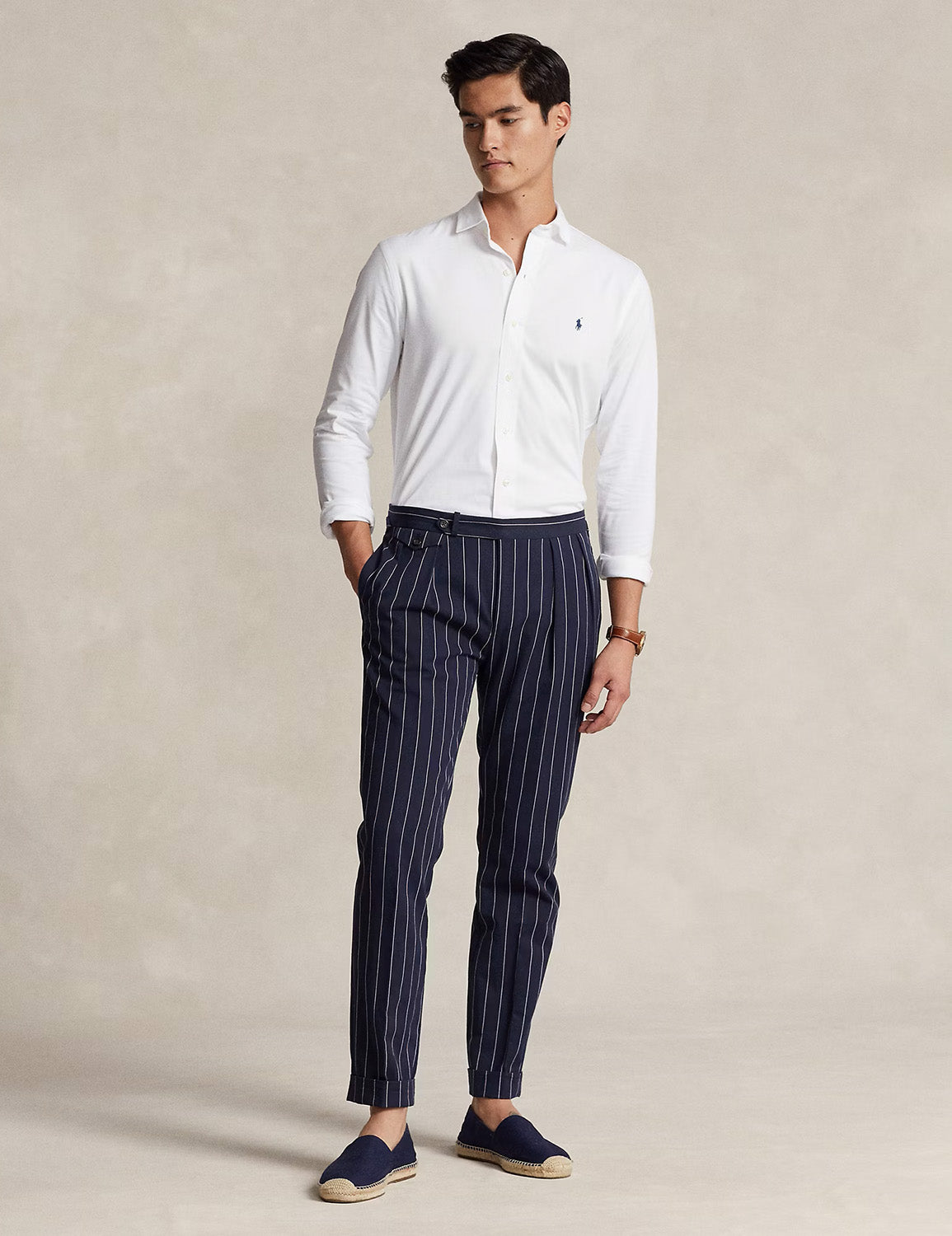 Jersey Spread-Collar Shirt White