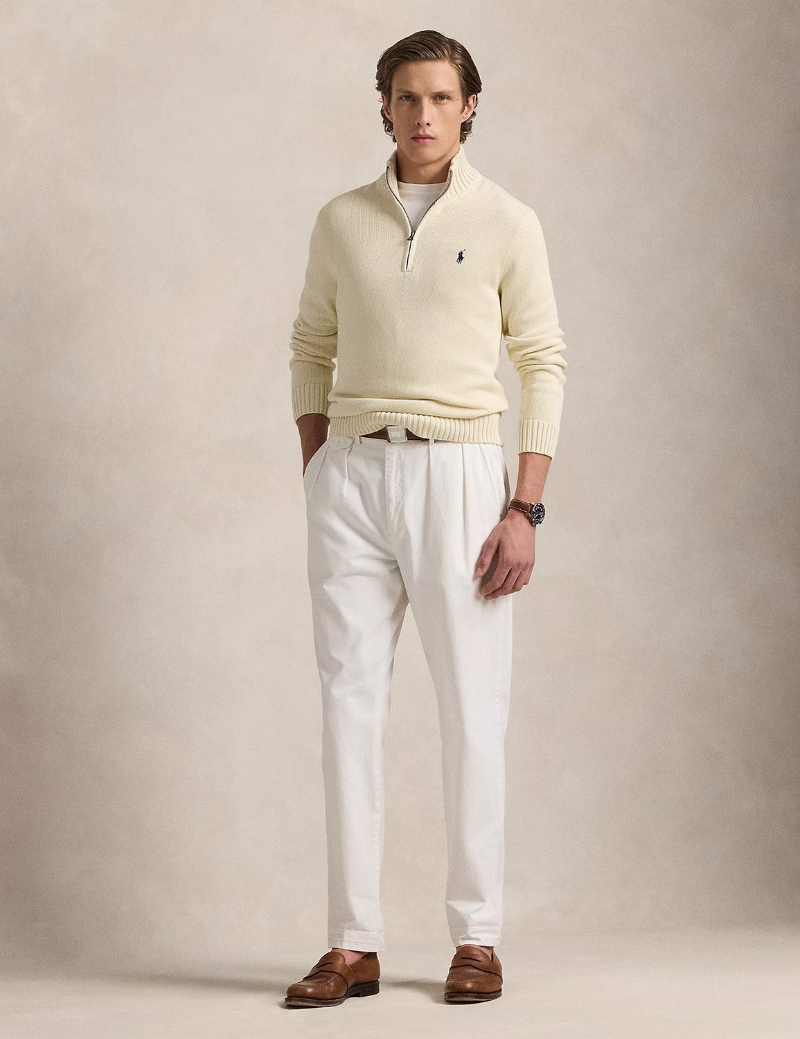 LONG SLEEVE HALF ZIP PULLOVER ANDOVER CREAM