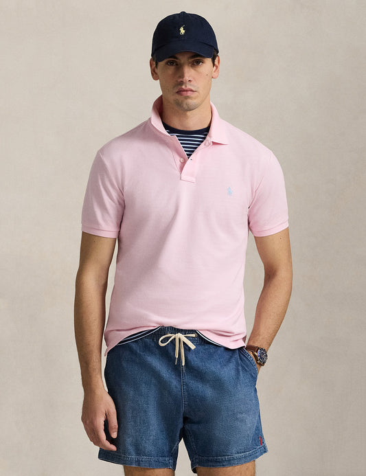 Custom Slim Fit Mesh Polo Shirt Bath Pink