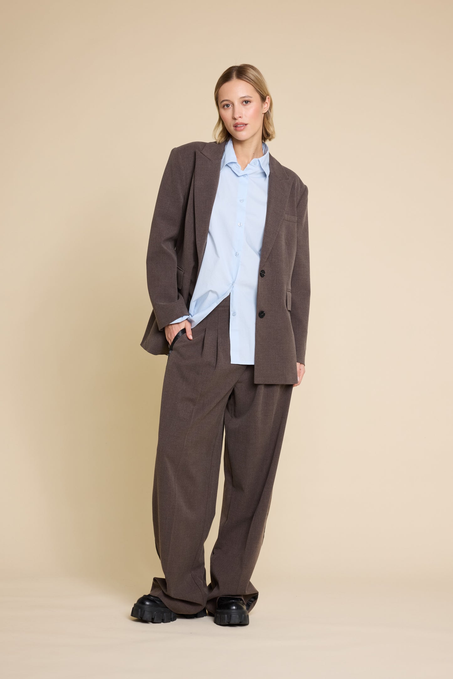 URSULA WOOL TROUSERS BROWN