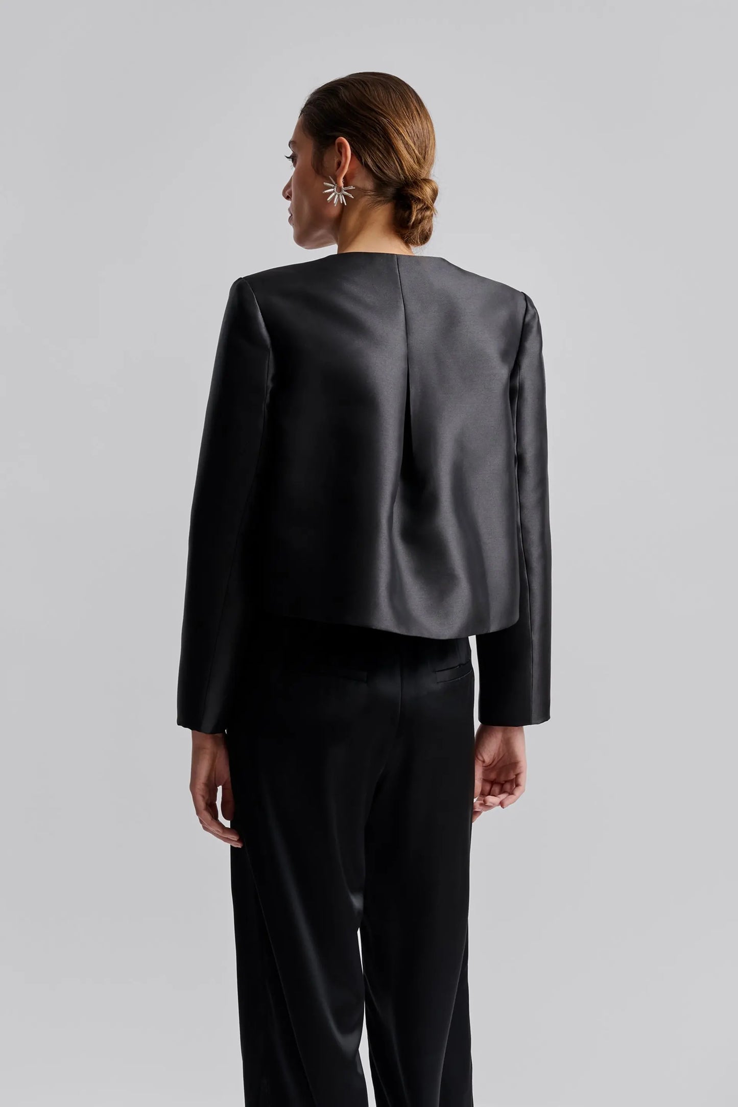 RUTHIE CROPPED LONG SLEEVE BLOUSE BLACK