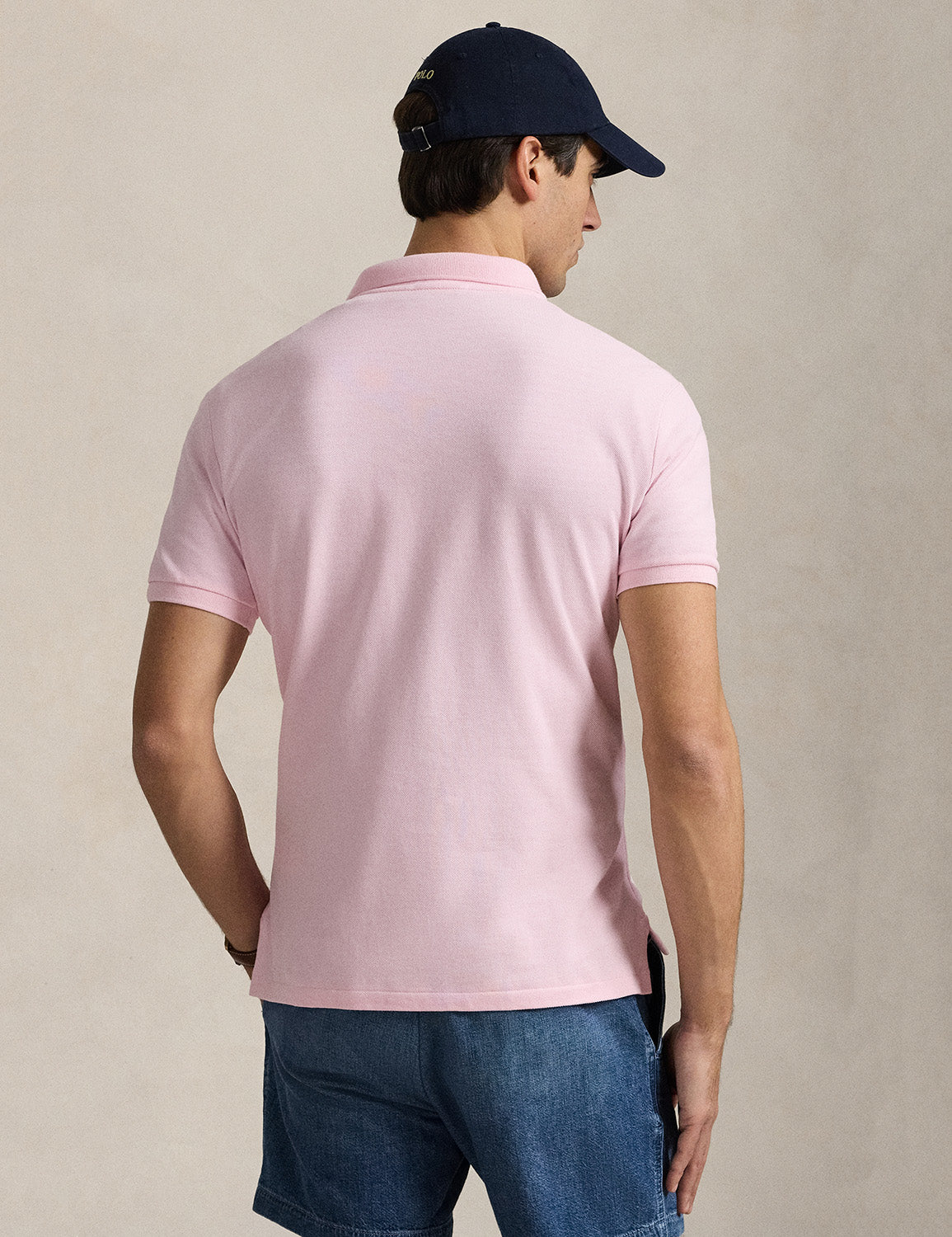 Custom Slim Fit Mesh Polo Shirt Bath Pink