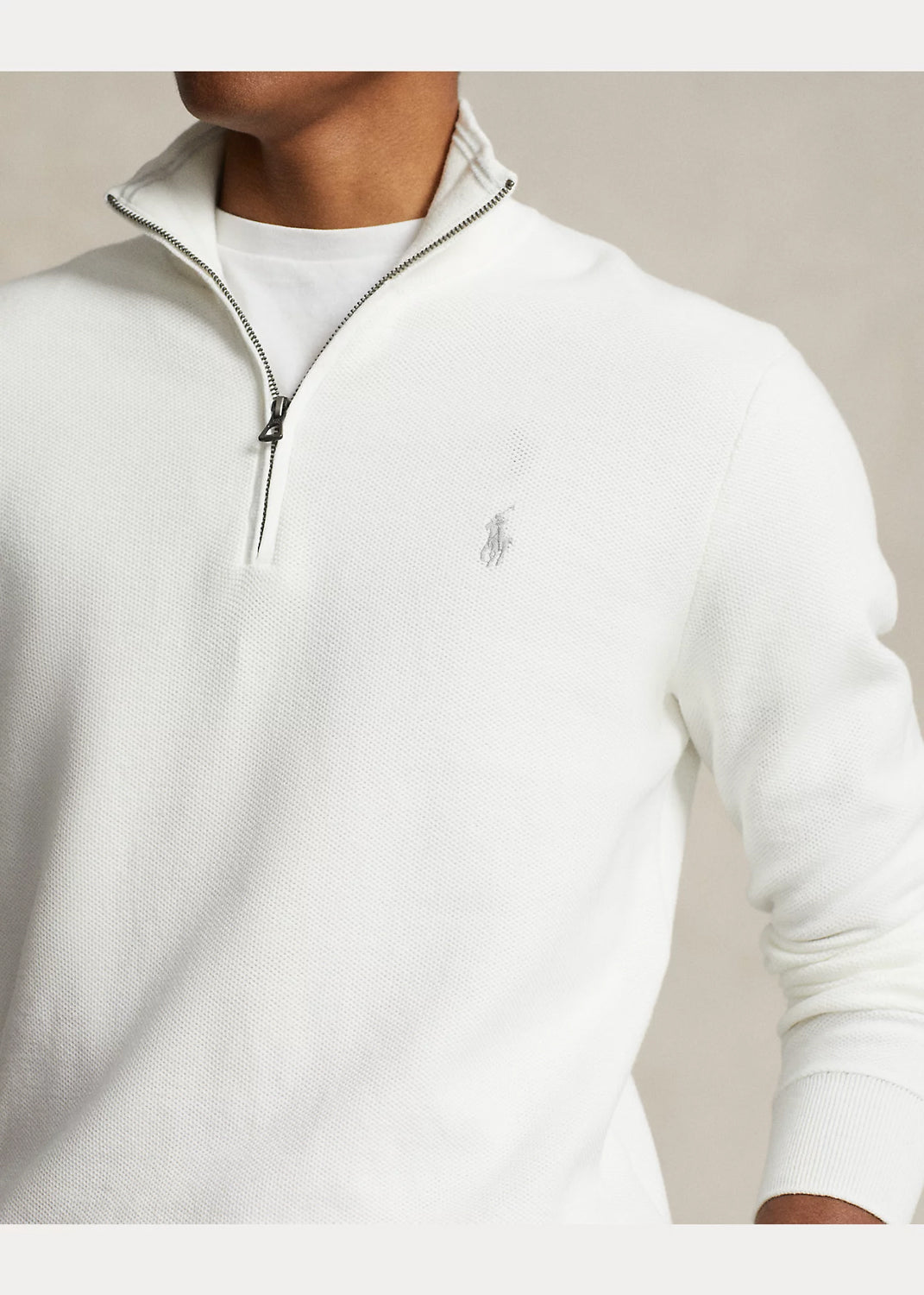 Mesh-Knit Cotton Quarter-Zip Jumper Deckwash White