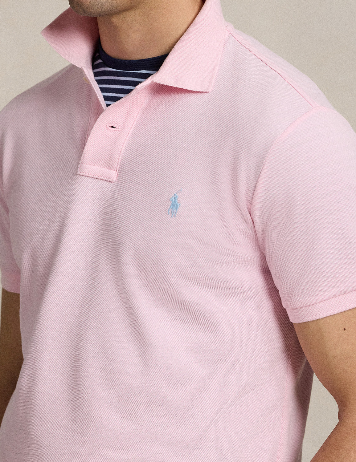 Custom Slim Fit Mesh Polo Shirt Bath Pink