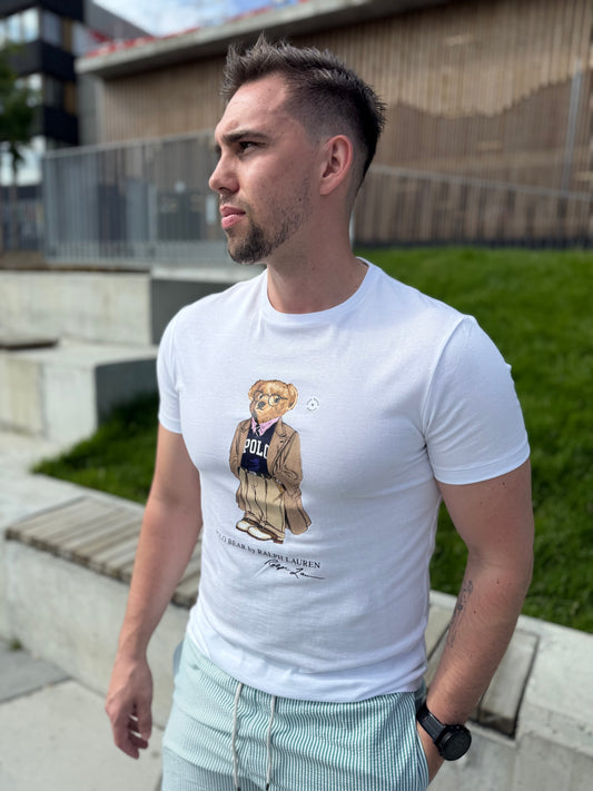 CUSTOM SLIM FIT POLO BEAR WHITE T-SHIRT