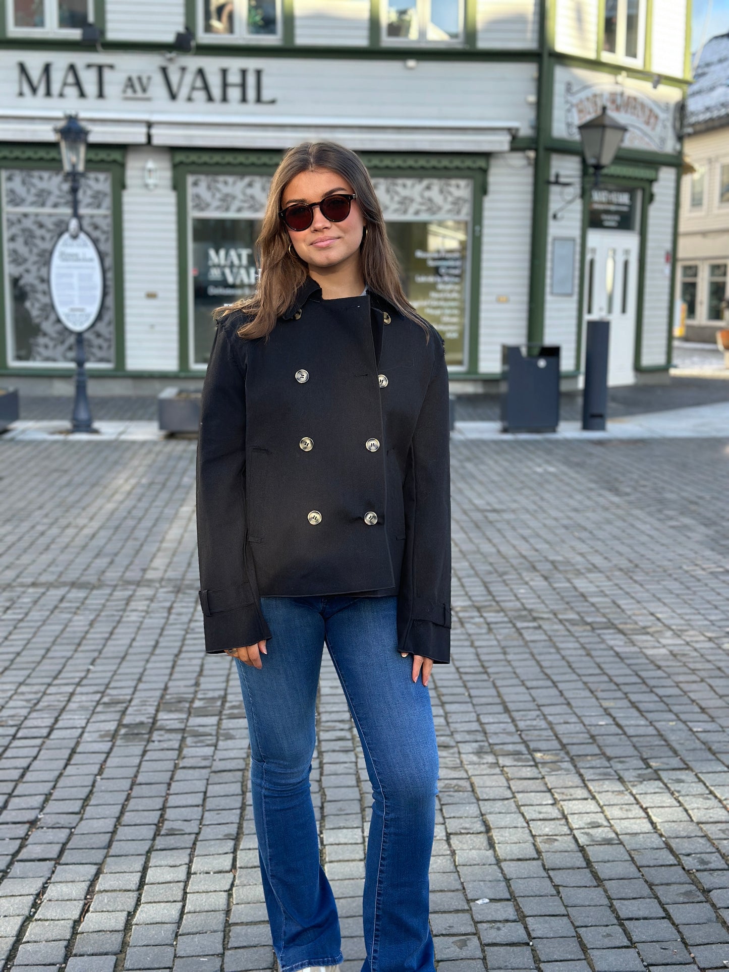 ROBBIE SHORT TRENCH COAT BLACK