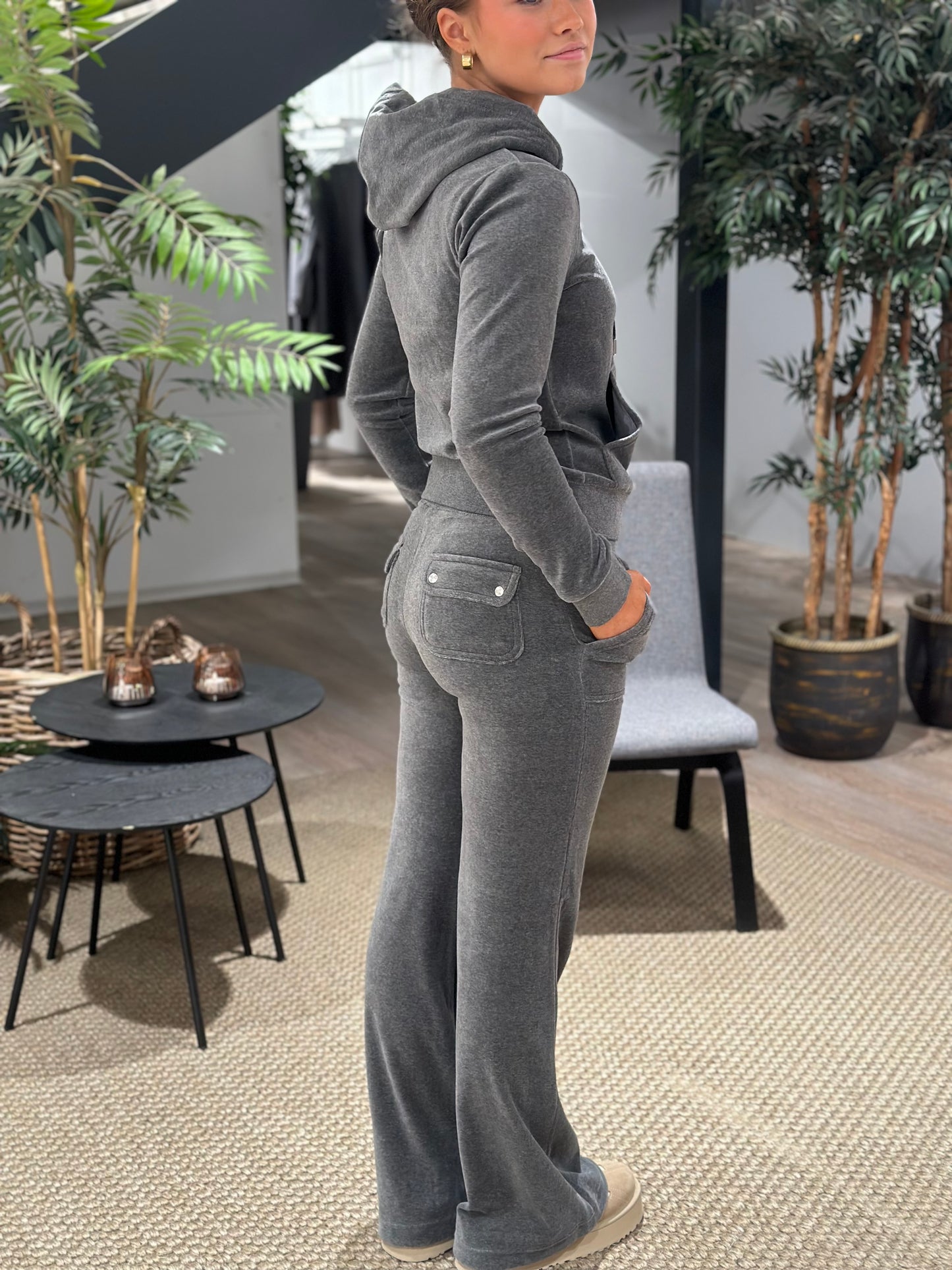 LAYLA LOW RISE POCKET FLARE CHARCOAL MARL