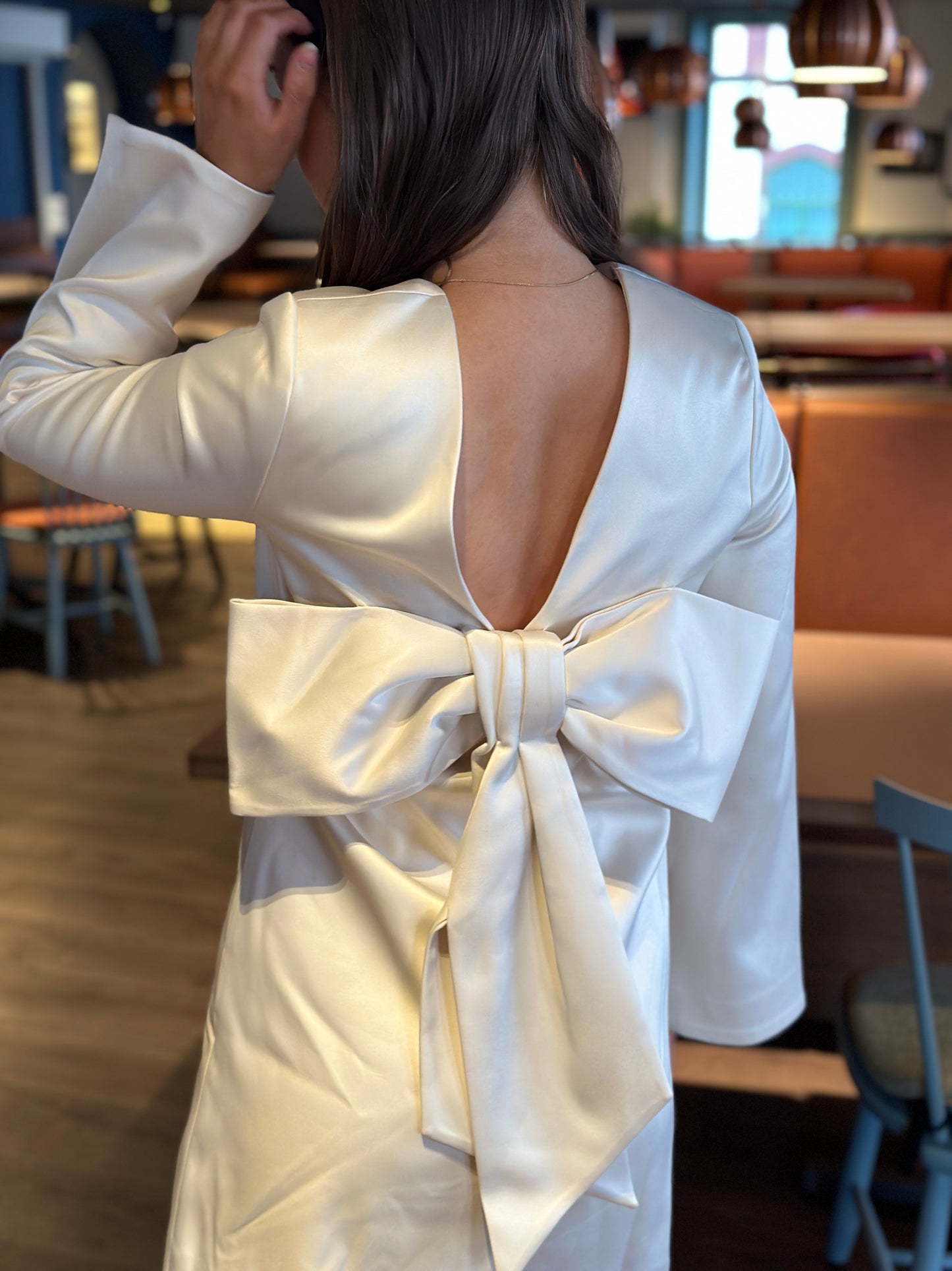 ELNA BOW DETAILED MINI DRESS