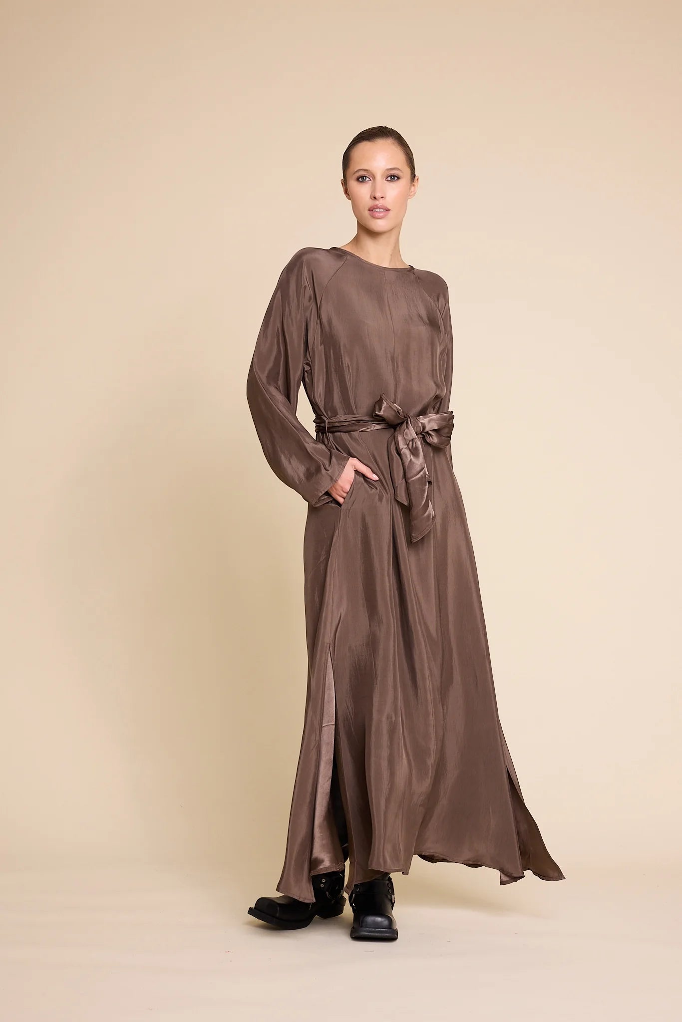 BRIDGET LONG DRESS BROWN