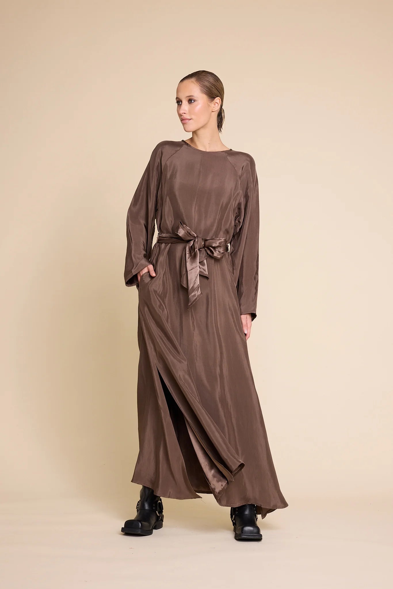 BRIDGET LONG DRESS BROWN
