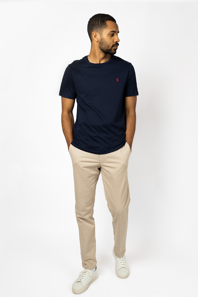 CUSTOM SLIM FIT JERSEY CREWNECK T-SKJORTE NAVY
