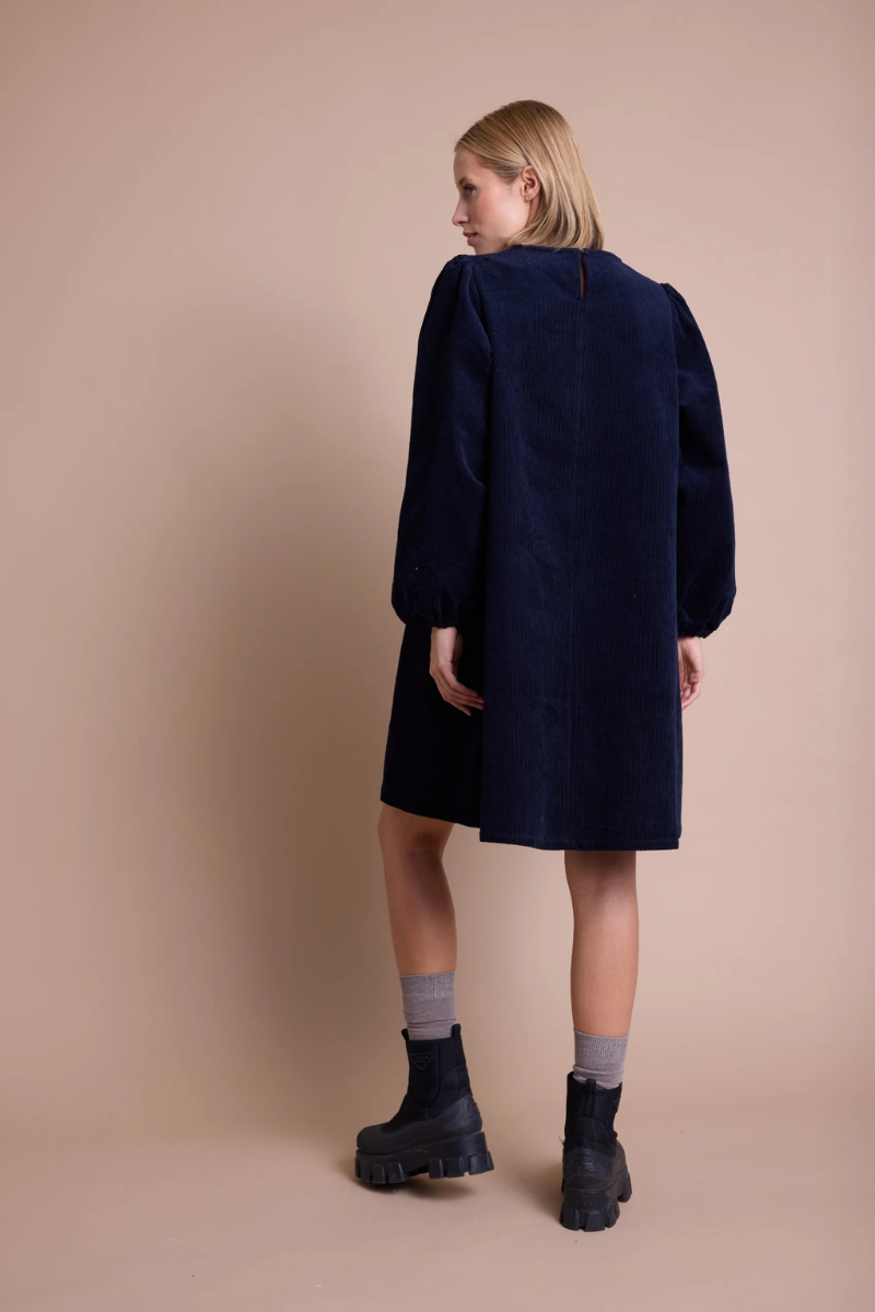 LUNA CORD DRESS DARK BLUE