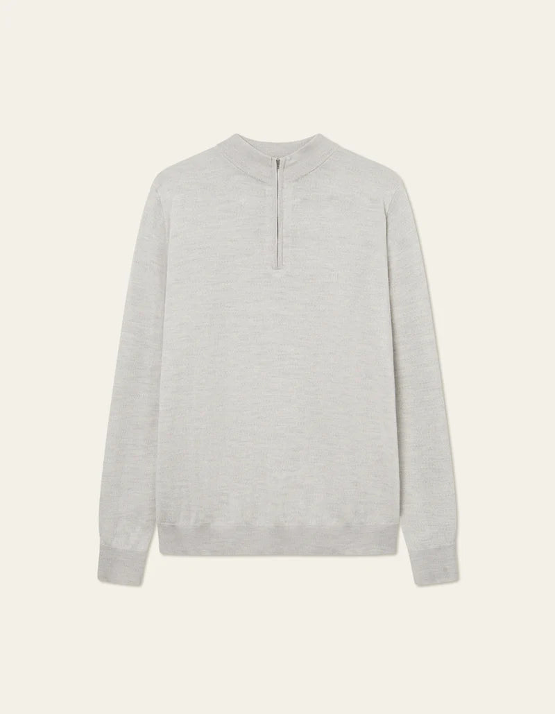 GREYSON HALF-ZIP MERINO KNIT IVORY MELANGE