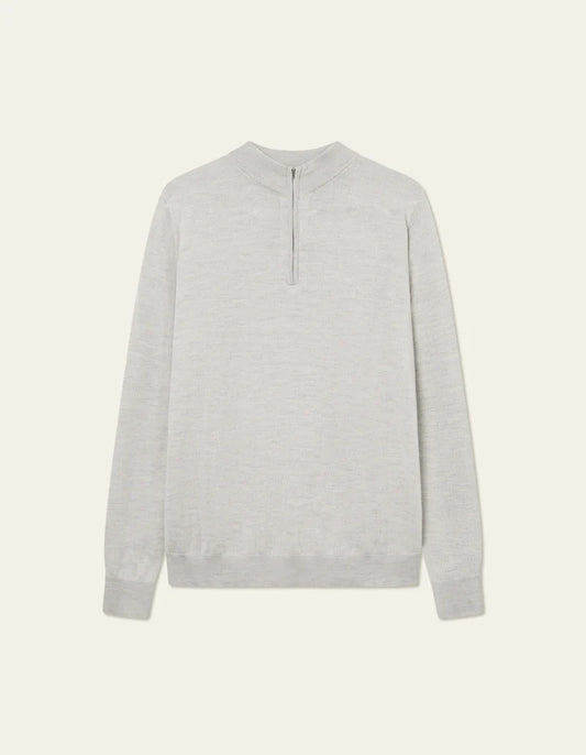 GREYSON HALF-ZIP MERINO KNIT IVORY MELANGE