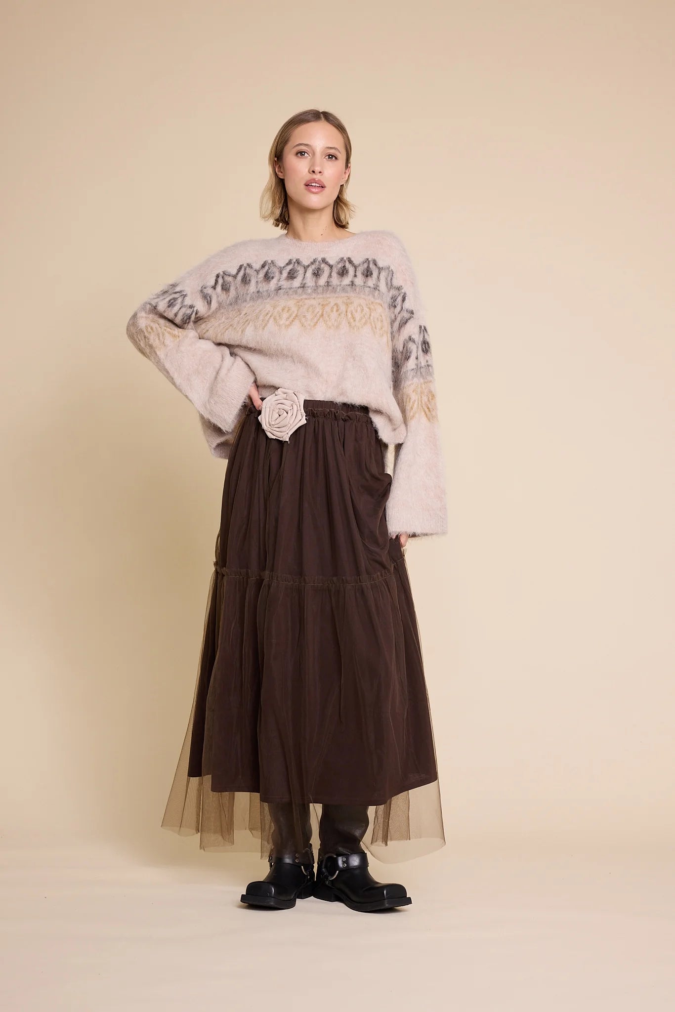 HAY TULLE SKIRT BROWN