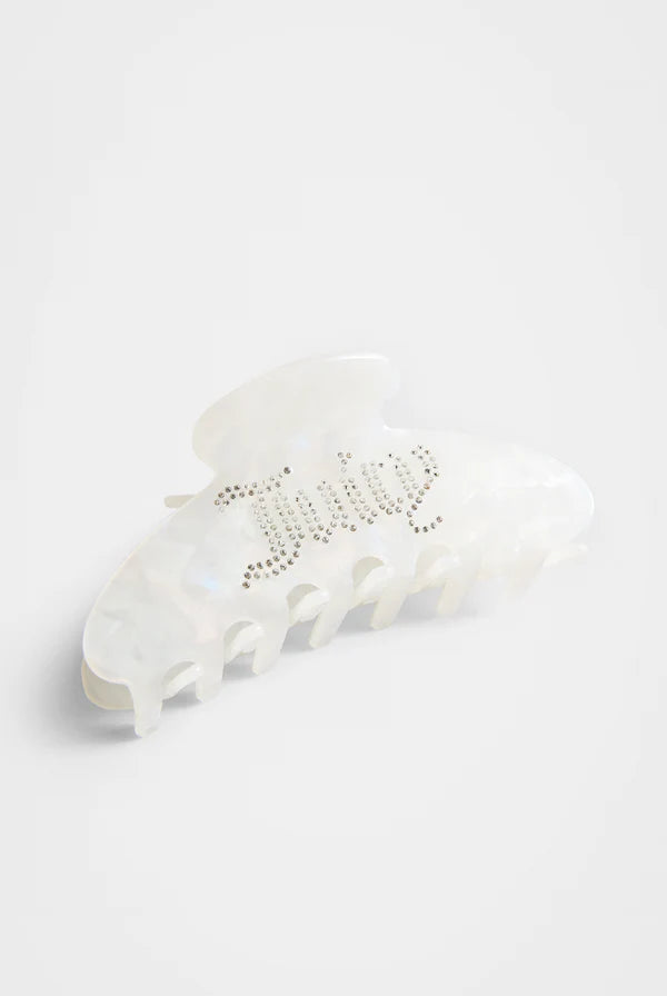 WHITE DIAMANTE CLAW HAIR CLIP