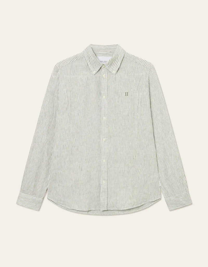 KRISTIAN LINEN B.D. SHIRT LIGHT IVORY/LICHEN GREEN
