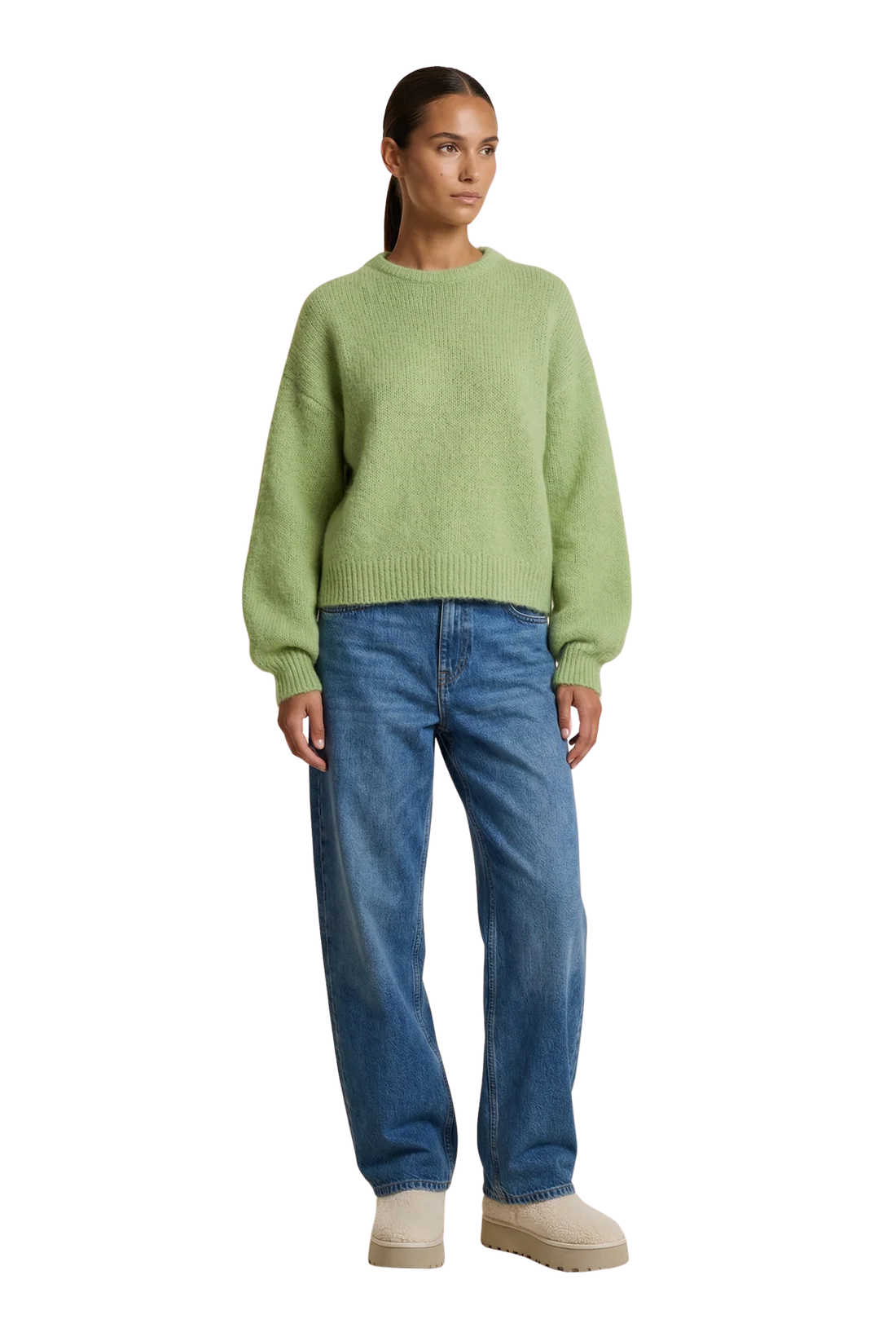 LIANA ROUND NECK PULLOVER TEA GREEEN
