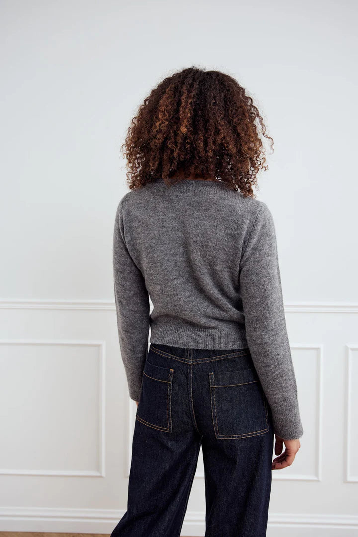 LYA KNIT CARDIGAN DARK GREY MELANGE