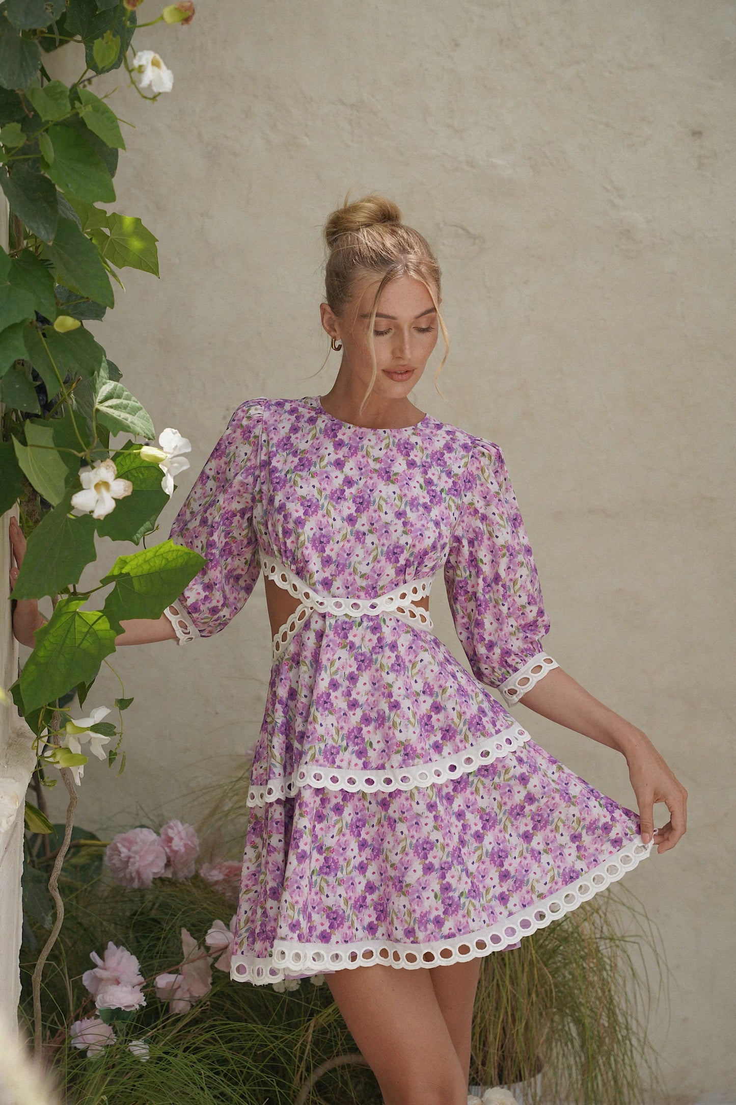 TEDDY MINI DRESS MOON FLOWER