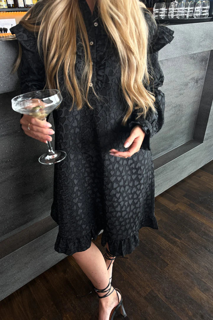 RENO RUBY RUFFLE DRESS BLACK