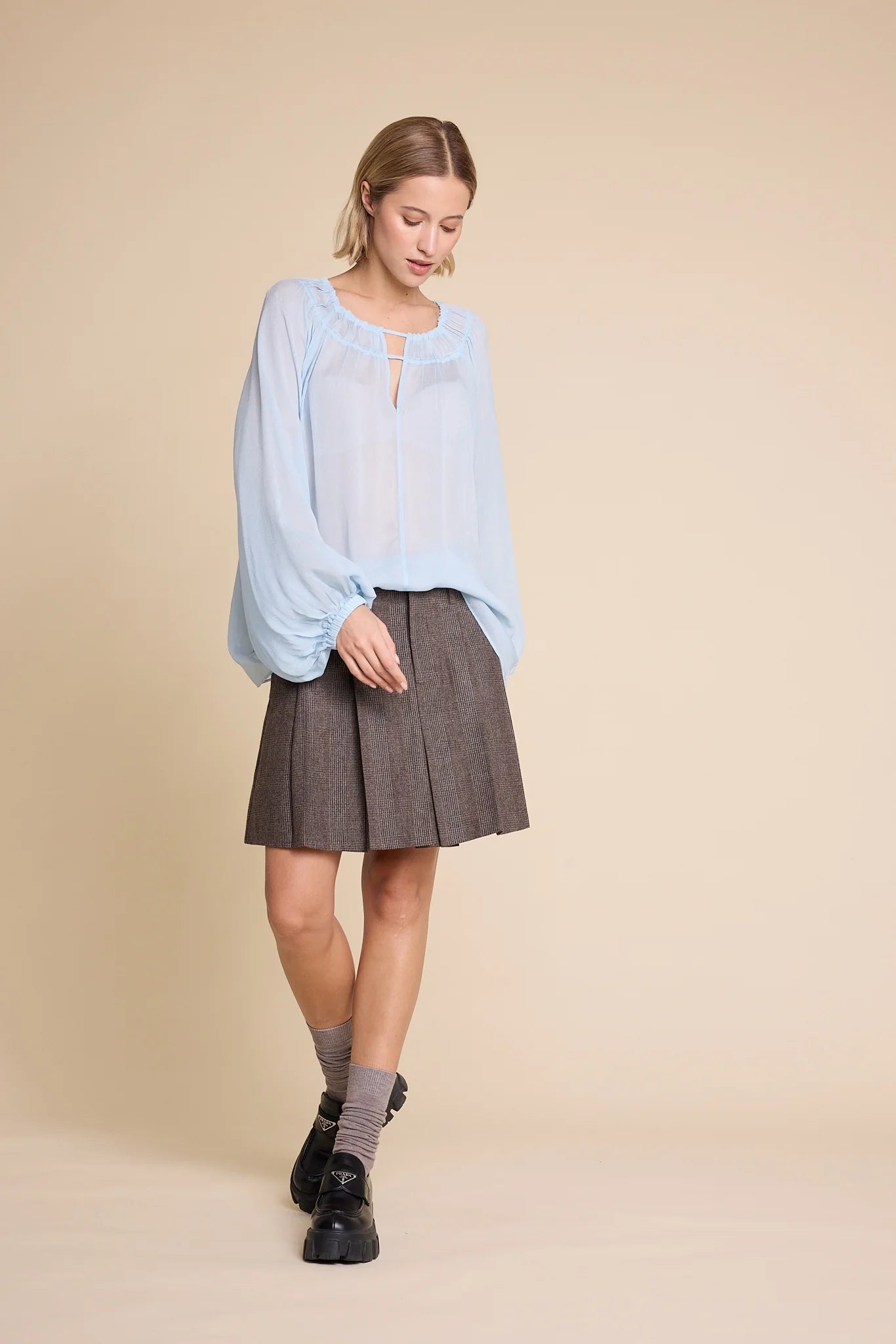 SCHOOL WOOL CHECK SKIRT