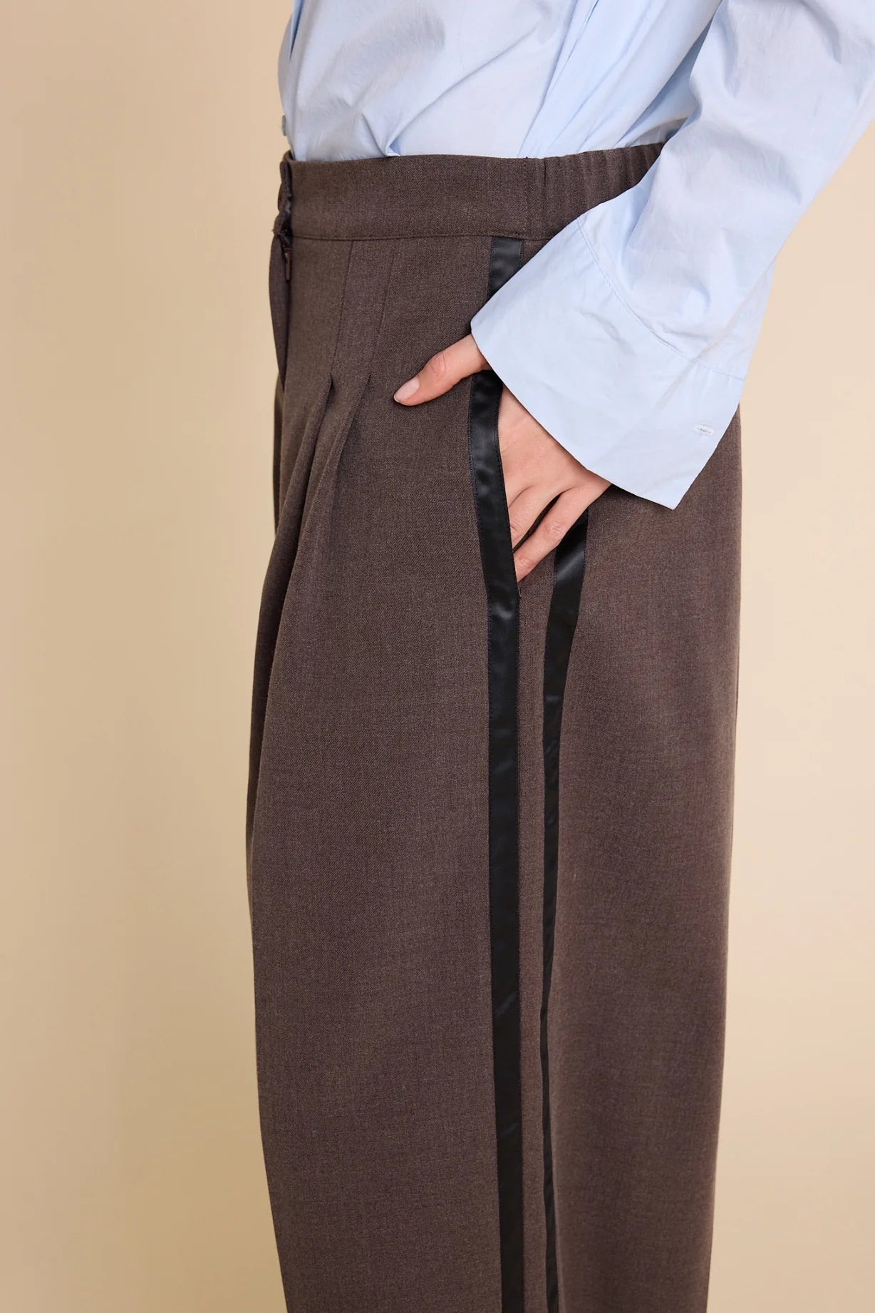 URSULA WOOL TROUSERS BROWN STRIPE