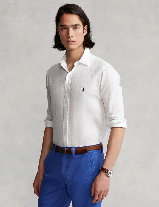 Slim Fit Linen Shirt White