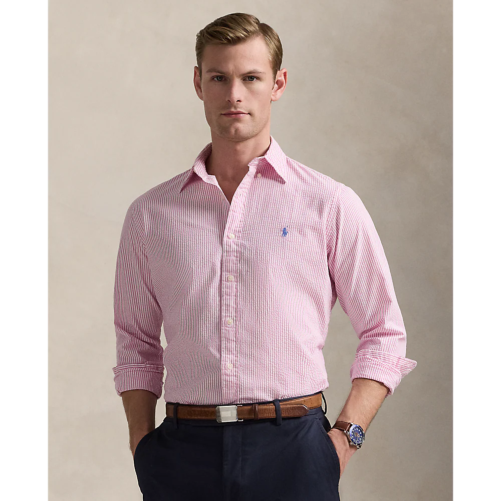 LONG SLEEVE SPORT SHIRT ROSE/WHITE