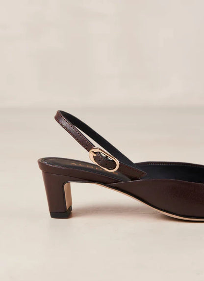 LINDY COFFEE BROWN LEATHER PUMPS