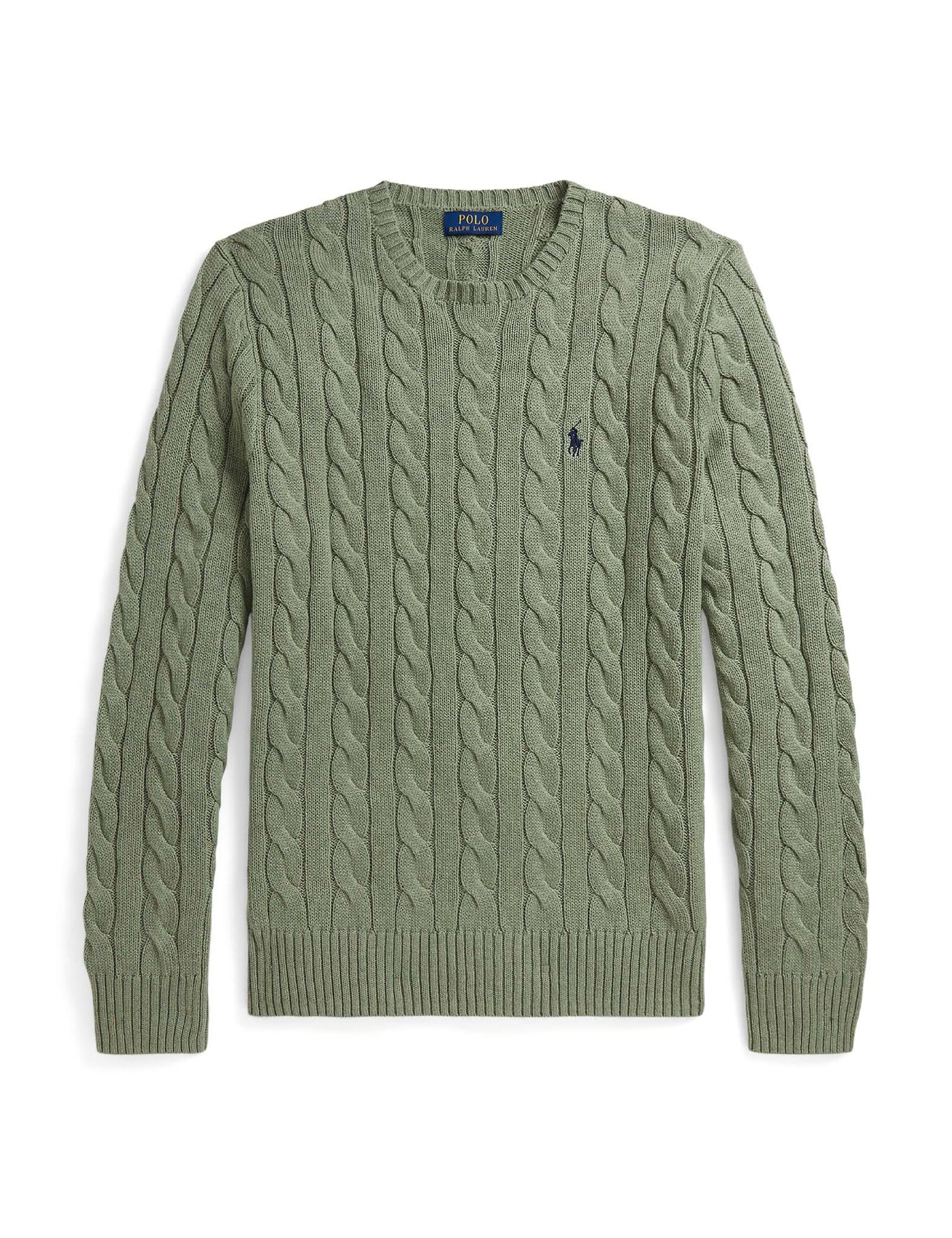 CABLE-KNIT COTTON JUMPER FERN GREEN HEATHER