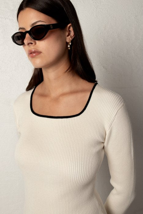 MARTHA RIBBED DRESS OFF WHITE