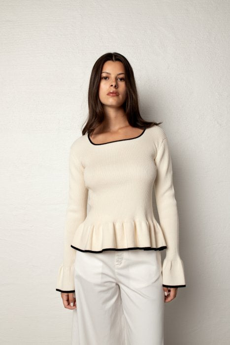 MARTHA RIBBED SWEATER OFF WHITE