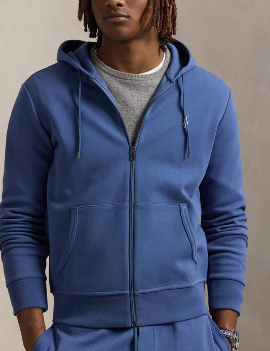 DOUBLE-KNIT FULL-ZIP HOODIE EARTH BLUE