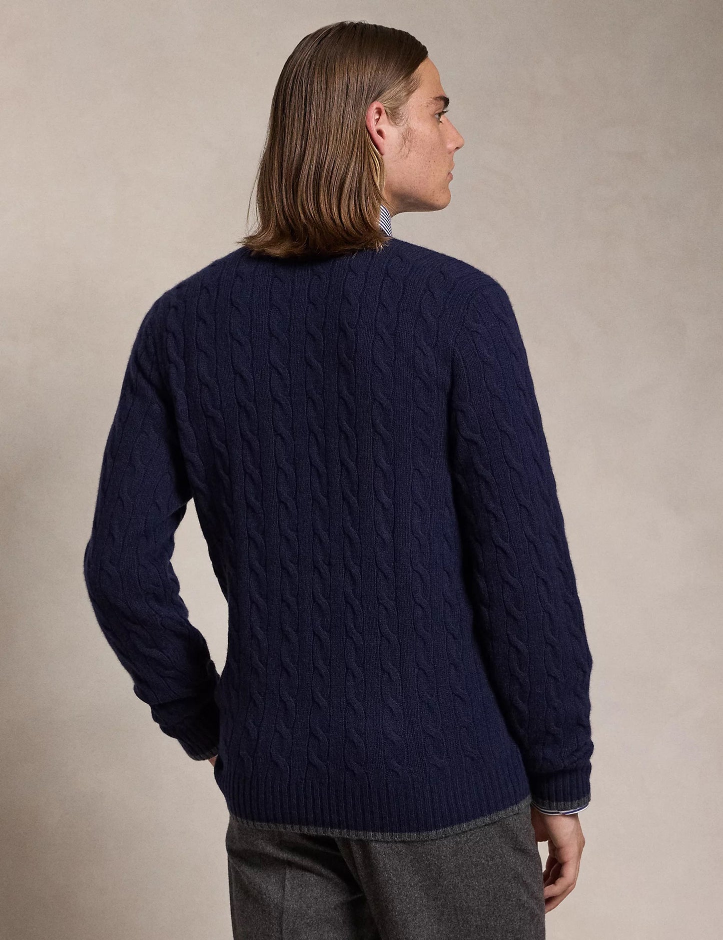 Cable-Knit Wool-Cashmere Cardigan Blue