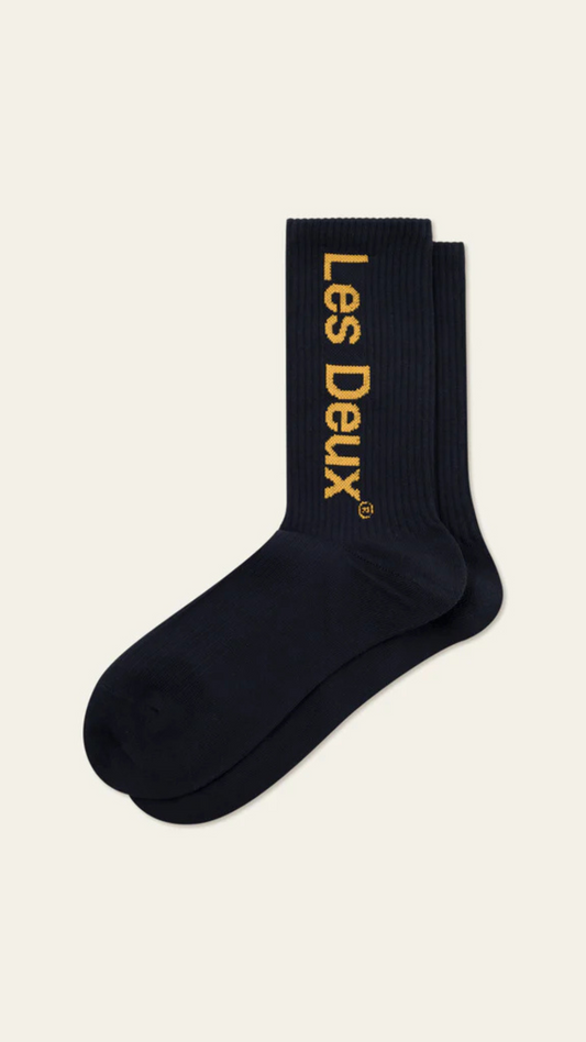 BRODY RIB SOCKS 2-PACK DARK NAVY/MUSTARD YELLOW