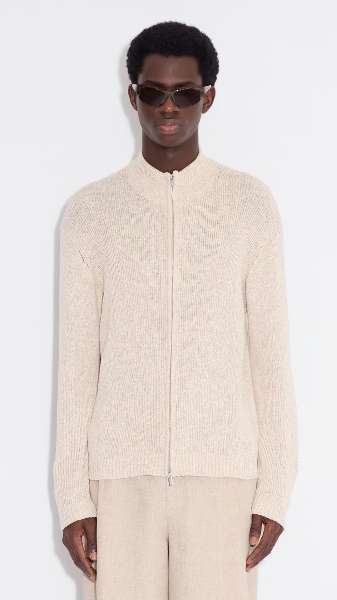 ATLANTIC ZIP CARDIGAN SAND MIX