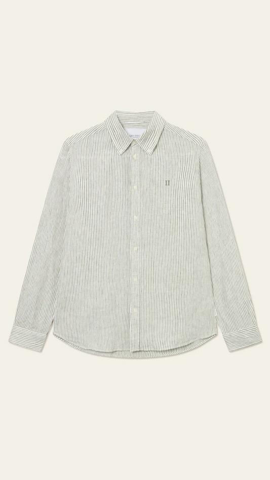 KRISTIAN LINEN B.D. SHIRT LIGHT IVORY/LICHEN GREEN