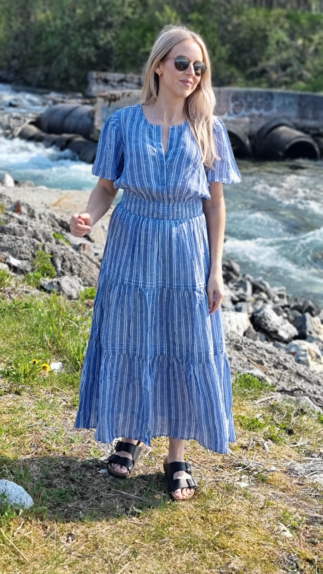 CANNES DRESS LAKE VIEW STRIPE