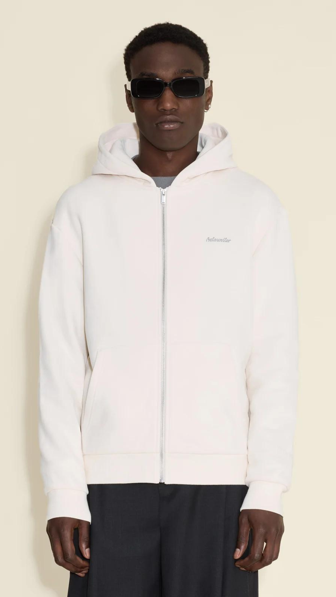 M REGULAR ZIP HOODIE ECRU