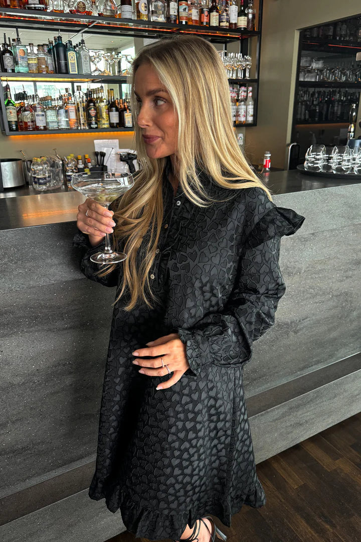 RENO RUBY RUFFLE DRESS BLACK