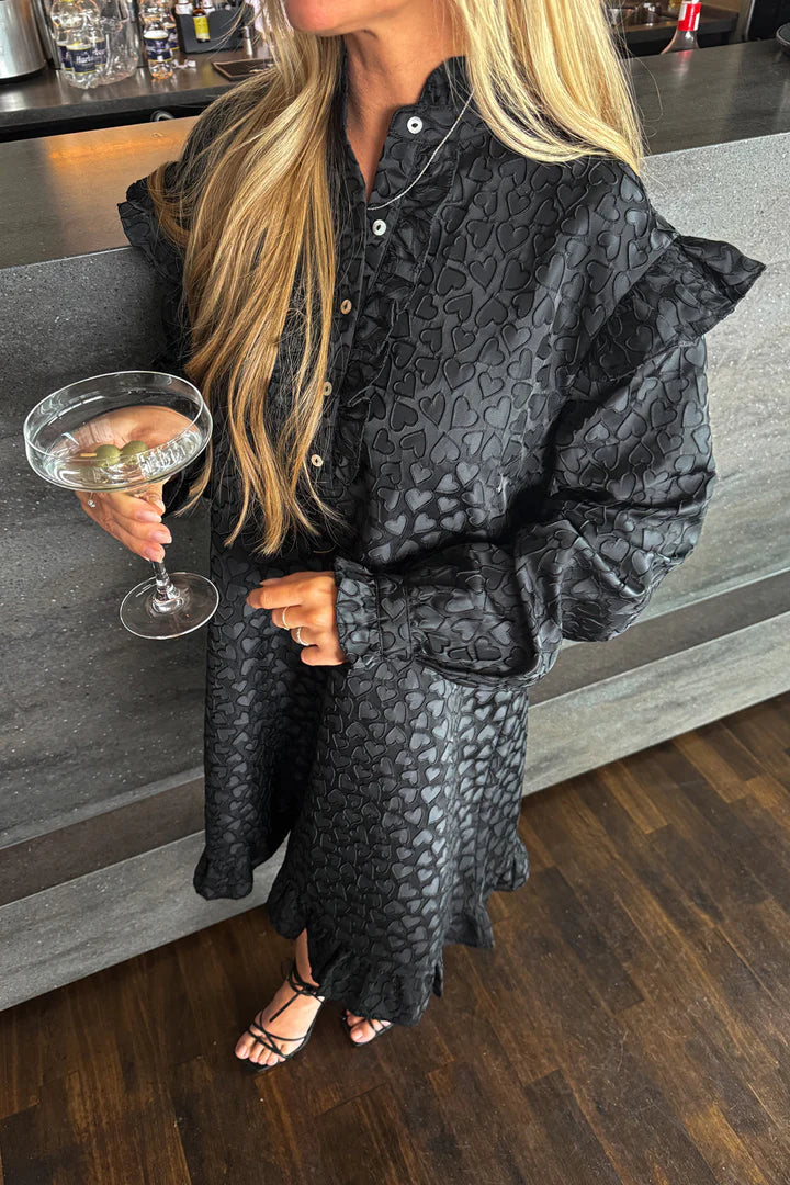 RENO RUBY RUFFLE DRESS BLACK