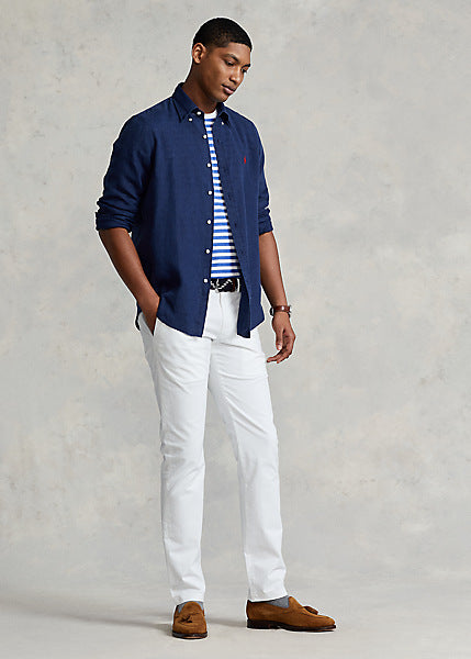 Slim Fit Linen Shirt Newport Navy