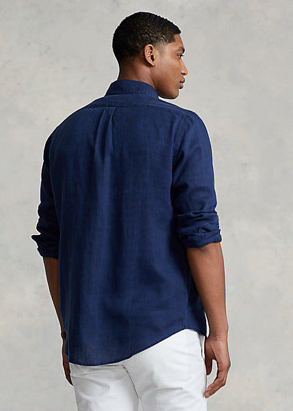 Slim Fit Linen Shirt Newport Navy